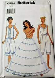 6884  BUTTERICK TUCK CAMISOLE, PANTALOONS, HOOP PETTICOAT PATTERN 3 SZ 6-22